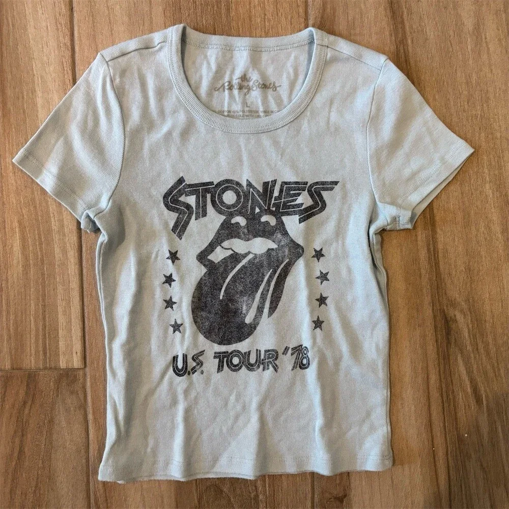 Rolling Stones U.S. Tour 78 Graphic T-Shirt Youth L Gray Short Sleeve Crew